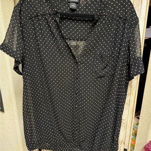 Torrid Black and White Polka Dot Blouse